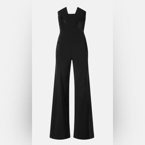 Black Halo Sculpted Square-Neck Black Wide-Leg Jumpsuit Size 6